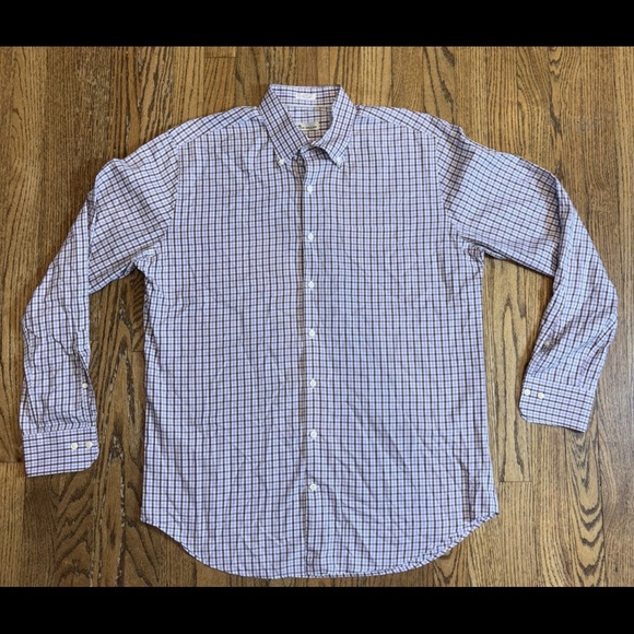 Peter Millar Other - Peter Millar Dress Shirt Men Large Purple Check Relaxed Long Sleeve Button‎ Down